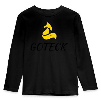 goldener Fuchs - Kinder Premium Bio Langarmshirt - Schwarz - Vorne - AI Model Kid Male (0cm)