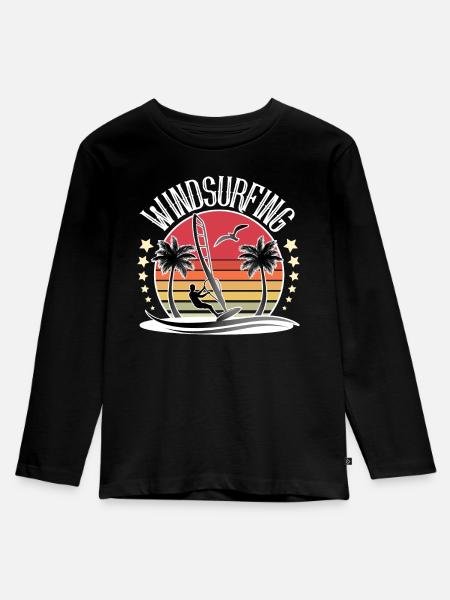 Windsurfen Windsurfer Windsurf - Kinder Premium Bio Langarmshirt - Schwarz