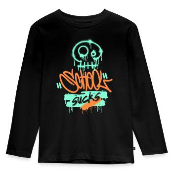School, school frustration, funny saying graffiti style - Kids' Premium Longsleeve Shirt - black - Front - AI Model Kid Male (0cm)