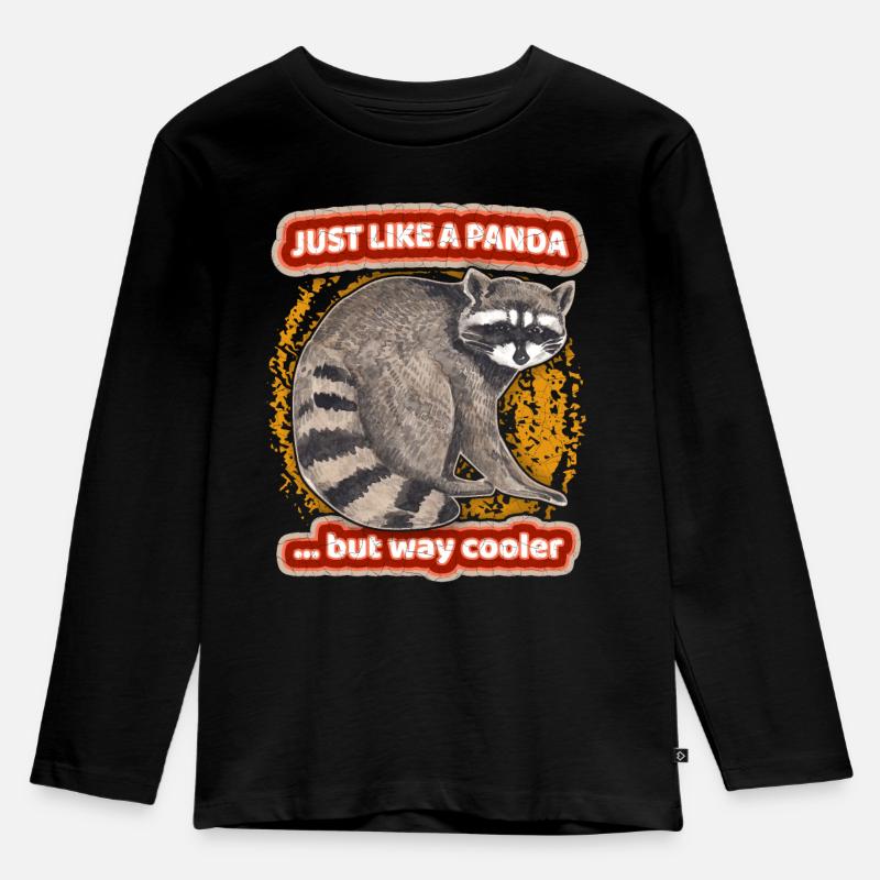 Panda-Spruch, Pandabär, Waschbär-Racoon Spruch - Kinder Premium Bio Langarmshirt - Schwarz
