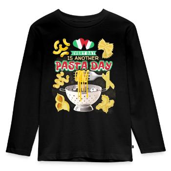 Pasta, Pizza-Pasta, Nudeln, italienische Pasta - Kinder Premium Bio Langarmshirt - Schwarz - Vorne - AI Model Kid Male (0cm)
