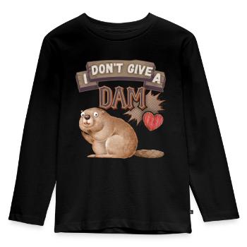 Funny Beaver, Beaver Saying, Pun, Pun - Kids' Premium Longsleeve Shirt - black - Front - AI Model Kid Male (0cm)