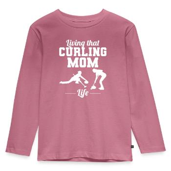 Curling Mama Winter Eissport Curler Muttertag - Kinder Premium Bio Langarmshirt - Mauve - Vorne - AI Model Kid Female (0cm)