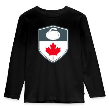 Kanadisches Curling-Team Winter Ice Sport Kanada Flagge - Kinder Premium Bio Langarmshirt - Schwarz - Vorne - AI Model Kid Male (0cm)