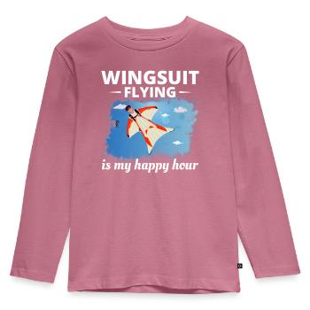 Wingsuit fliegen Base Jumping Fallschirmspringen Wingsuiting - Kinder Premium Bio Langarmshirt - Mauve - Vorne - AI Model Kid Female (0cm)