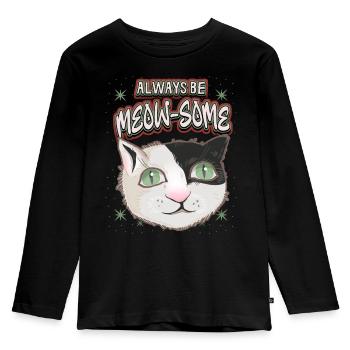 Cat with stars, funny saying, Pun pun - Kids' Premium Longsleeve Shirt - black - Front - AI Model Kid Male (0cm)