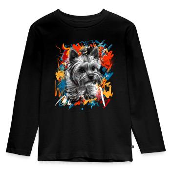Yorkshire Terrier - Kinder Premium Bio Langarmshirt - Schwarz - Vorne - AI Model Kid Male (0cm)