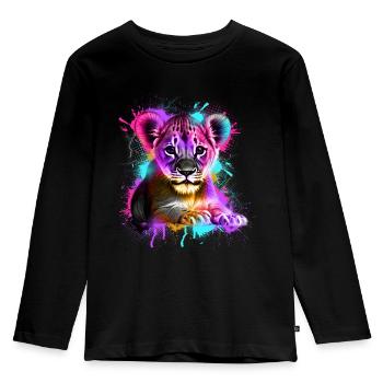 Kleiner Löwe Bunt - Kinder Premium Bio Langarmshirt - Schwarz - Vorne - AI Model Kid Male (0cm)