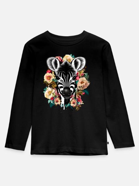 Zebra - Kinder Premium Bio Langarmshirt - Schwarz