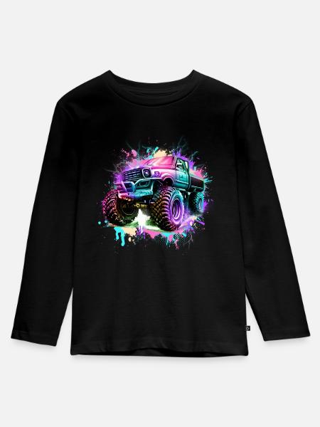 Monstertruck - Kinder Premium Bio Langarmshirt - Schwarz