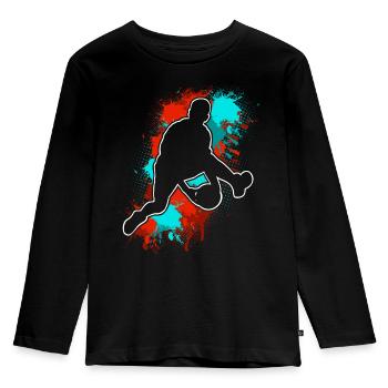Basketball Basketballer - Kinder Premium Bio Langarmshirt - Schwarz - Vorne - AI Model Kid Male (0cm)