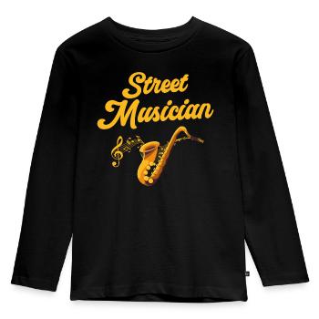 Musician Instrument Town Musician Entertainer - Kids' Premium Longsleeve Shirt - black - Front - AI Model Kid Male (0cm)