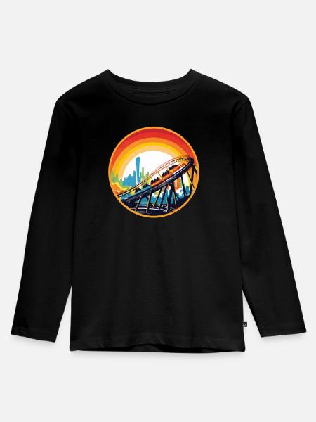 Freizeitpark Jahrmarkt Rummelplatz Kirmes - Kinder Premium Bio Langarmshirt - Schwarz