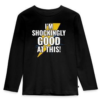 Elektriker Humor Elektrotechniker Ingenieur - Kinder Premium Bio Langarmshirt - Schwarz - Vorne - AI Model Kid Male (0cm)