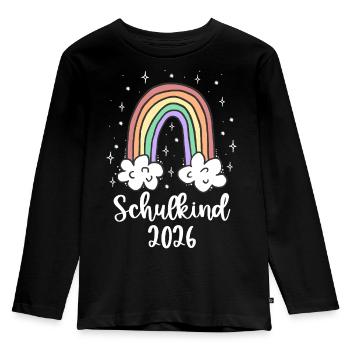 Schulkind 2026 Einschulung Mädchen Regenbogen - Kinder Premium Bio Langarmshirt - Schwarz - Vorne - AI Model Kid Male (0cm)