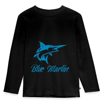 Angler - Angelsport - Blue Marlin - Geschenk - Kinder Premium Bio Langarmshirt - Schwarz - Vorne - AI Model Kid Male (0cm)