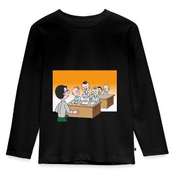Schüler in der Klasse in der Schule - Kinder Premium Bio Langarmshirt - Schwarz - Vorne - AI Model Kid Male (0cm)
