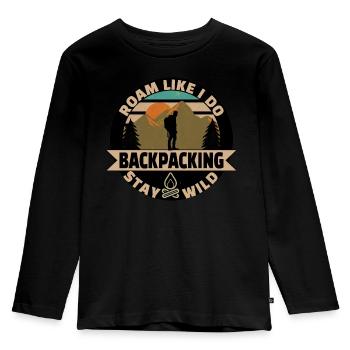 Backpacker entwerfen Backpacking - Kinder Premium Bio Langarmshirt - Schwarz - Vorne - AI Model Kid Male (0cm)