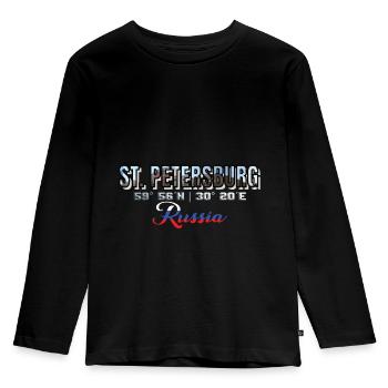 St Petersburg Ville Russie Tourisme Piter - T-shirt manches longues Premium Enfant - noir - Devant - AI Model Kid Male (0cm)