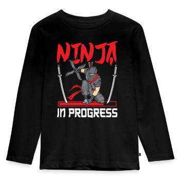 Ninja - T-shirt manches longues Premium Enfant - noir - Devant - AI Model Kid Male (0cm)