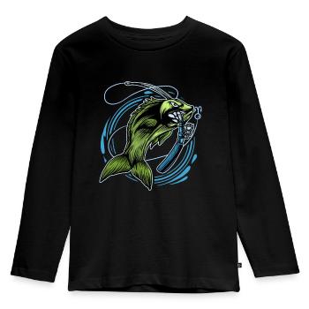 Angeln - Kinder Premium Bio Langarmshirt - Schwarz - Vorne - AI Model Kid Male (0cm)