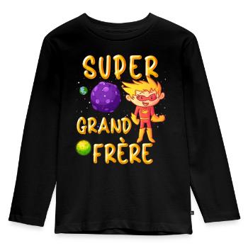 Super Grand Frere Cadeau Petit Garçon Cool - T-shirt manches longues Premium Enfant - noir - Devant - AI Model Kid Male (0cm)