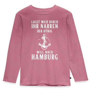 Hamburg Tshirt Geschenk Moin Hamburch Fußball - Kinder Premium Bio Langarmshirt - Mauve - Vorne - AI Model Kid Female (0cm)