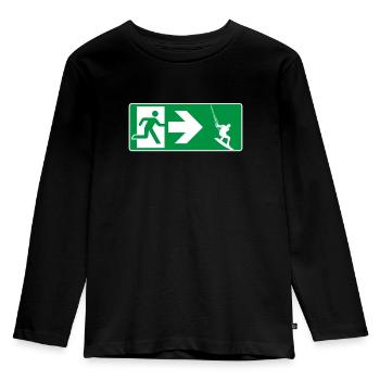 Emergency Exit Kitesurfing Kitesurfer - Kids' Premium Longsleeve Shirt - black - Front - AI Model Kid Male (0cm)