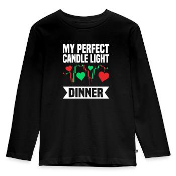 Perfect Candle Light Dinner Trader - Kinder Premium Bio Langarmshirt - Schwarz - Vorne - AI Model Kid Male (0cm)