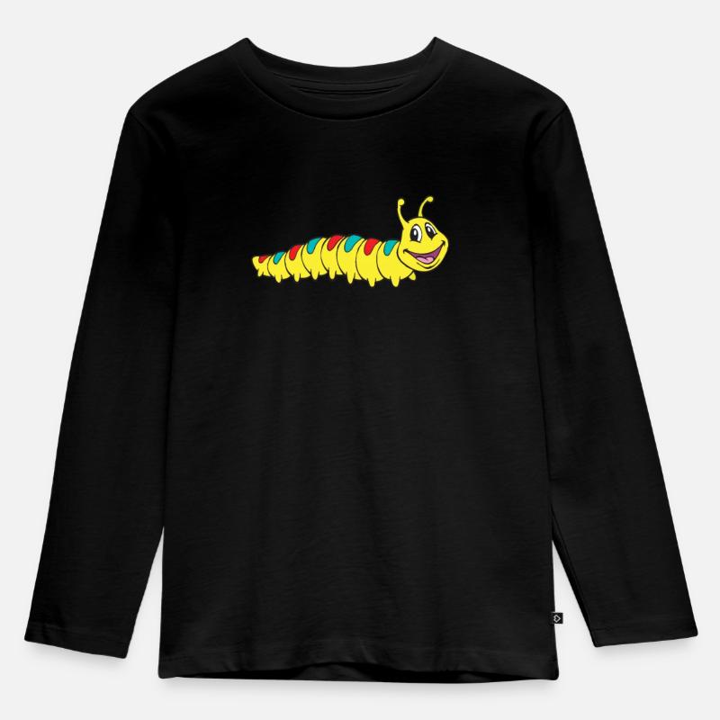 Raupe - Kinder Premium Bio Langarmshirt - Schwarz
