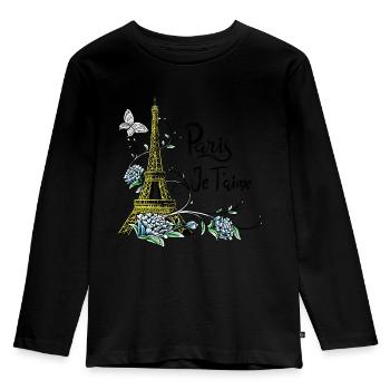 Tee shirt Paris Tour Eiffel Je taime Paris France - T-shirt manches longues Premium Enfant - noir - Devant - AI Model Kid Male (0cm)