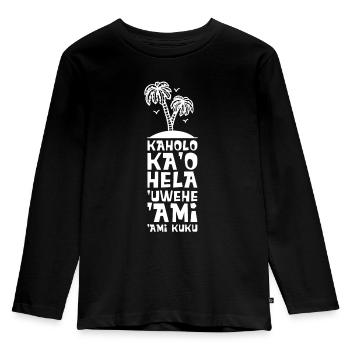 Hawaii Hula Tanz - Kinder Premium Bio Langarmshirt - Schwarz - Vorne - AI Model Kid Male (0cm)