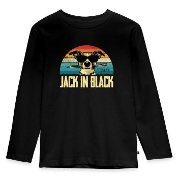 Jack Russel - Jack in Black - Kinder Premium Bio Langarmshirt - Schwarz - Vorne - AI Model Kid Male (0cm)