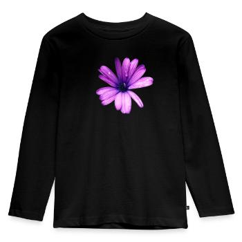 Lila Blume - Kinder Premium Bio Langarmshirt - Schwarz - Vorne - AI Model Kid Male (0cm)