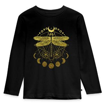 Dragonfly tattoo mandala with flower of life - Kids' Premium Longsleeve Shirt - black - Front - AI Model Kid Male (0cm)