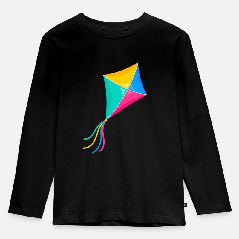 Drachenfliegen Lenkdrachen Flugdrachen Geschenk - Kinder Premium Bio Langarmshirt - Schwarz