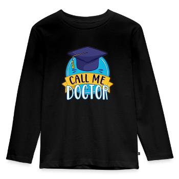 Promotion Call Me Doctor Diplômé en doctorat Humour - T-shirt manches longues Premium Enfant - noir - Devant - AI Model Kid Male (0cm)
