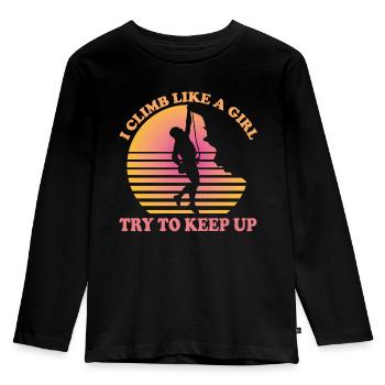 I Climb Like a Girl Try to Keep Up - Kids' Premium Longsleeve Shirt - black - Front - AI Model Kid Male (0cm)