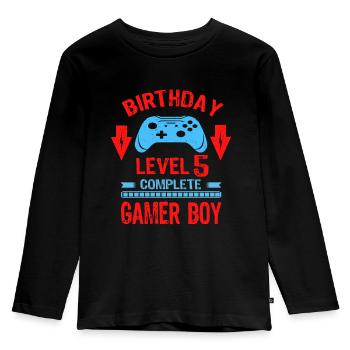 Cinq 5 ans BDay Son Garçon Drôle de Joueur 5ème 5 ans - T-shirt manches longues Premium Enfant - noir - Devant - AI Model Kid Male (0cm)