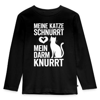 Meine Katze schnurrt, mein Darm knurrt - CED - Kinder Premium Bio Langarmshirt - Schwarz - Vorne - AI Model Kid Male (0cm)