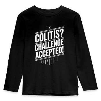 Colitis? Challenge Accepted! – Motivating IBD D - Kids' Premium Longsleeve Shirt - black - Front - AI Model Kid Male (0cm)