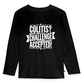 Colitis? Challenge Accepted! – Motivierende Design - Kinder Premium Bio Langarmshirt - Schwarz - Vorne - AI Model Kid Male (0cm)