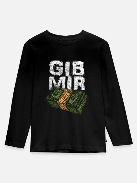 Geldbündel - Kinder Premium Bio Langarmshirt - Schwarz