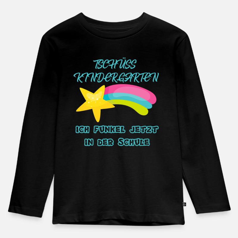 Tschüss Kindergarten - Kinder Premium Bio Langarmshirt - Schwarz