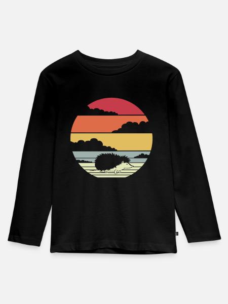 Igel - Kinder Premium Bio Langarmshirt - Schwarz