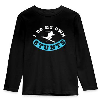 Ski - Kinder Premium Bio Langarmshirt - Schwarz - Vorne - AI Model Kid Male (0cm)