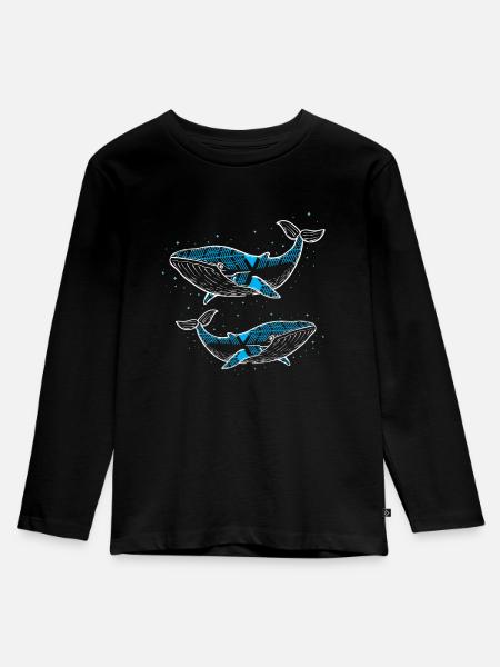 Zwei Wale - Kinder Premium Bio Langarmshirt - Schwarz