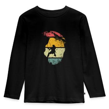 Abseilen Felsklettern Felskletterer Retro Vintage - Kinder Premium Bio Langarmshirt - Schwarz - Vorne - AI Model Kid Male (0cm)