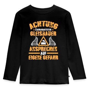 Gleisbauer lustiges Sprüche Geschenk - Kinder Premium Bio Langarmshirt - Schwarz - Vorne - AI Model Kid Male (0cm)