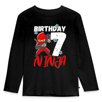 7ème anniversaire Birthday Ninja 7 années garçon - T-shirt manches longues Premium Enfant - noir - Devant - AI Model Kid Male (0cm)